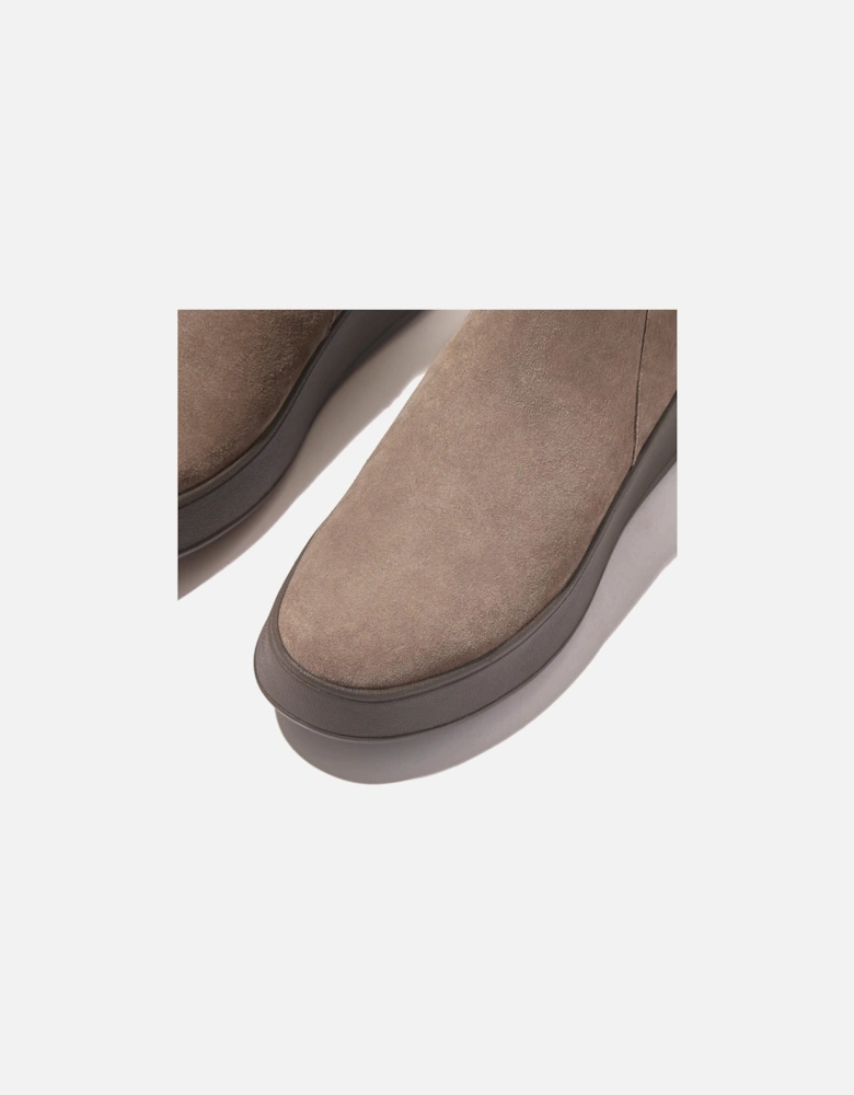 F-Mode Suede Flatform Zip Ankle Boots