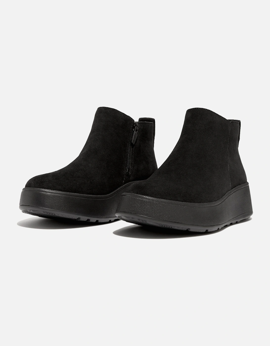 F-Mode Suede Flatform Zip Ankle Boots