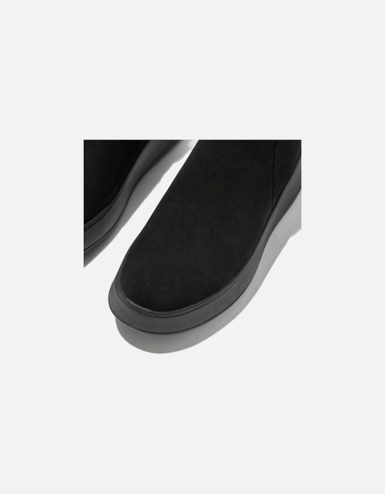 F-Mode Suede Flatform Zip Ankle Boots