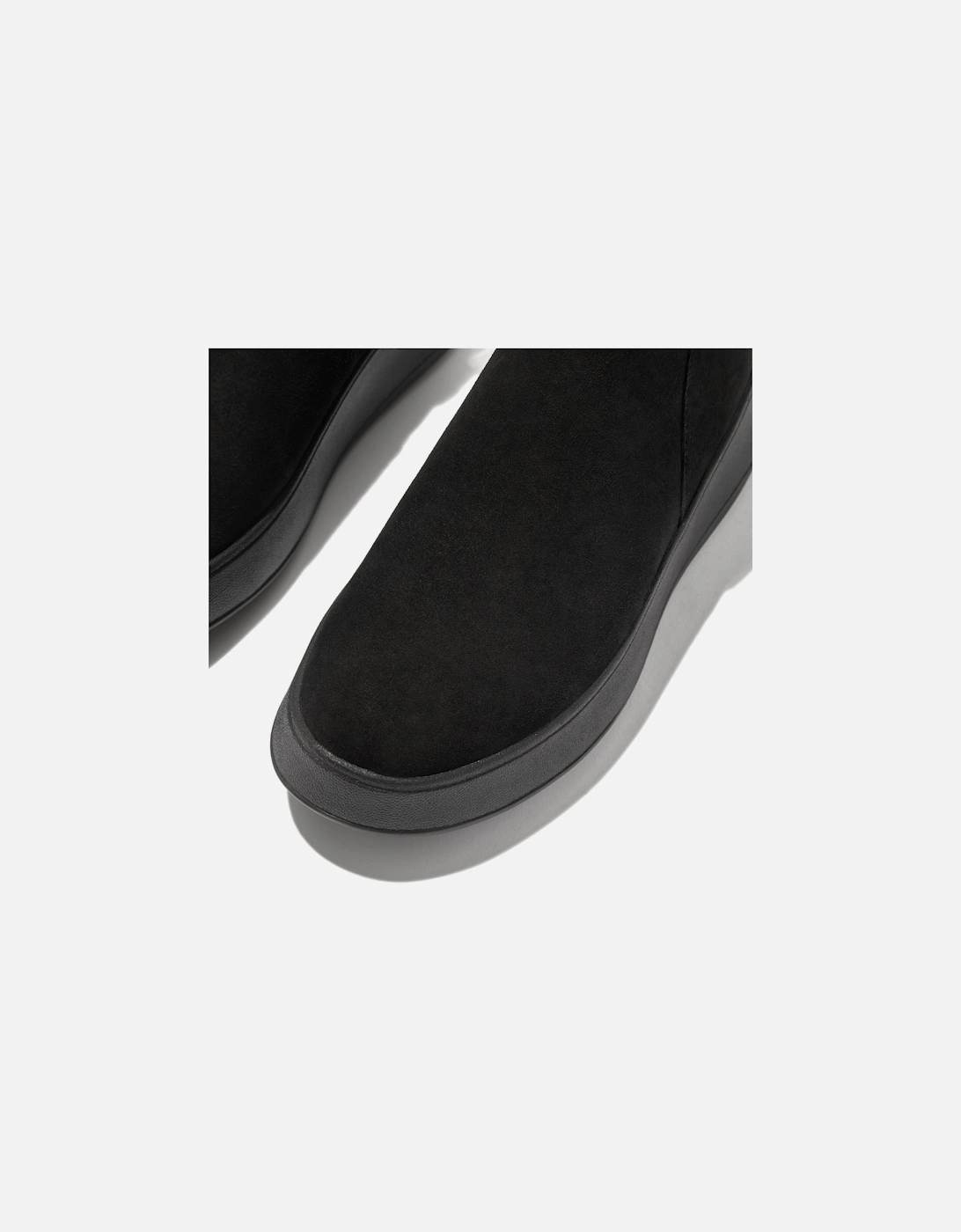 F-Mode Suede Flatform Zip Ankle Boots