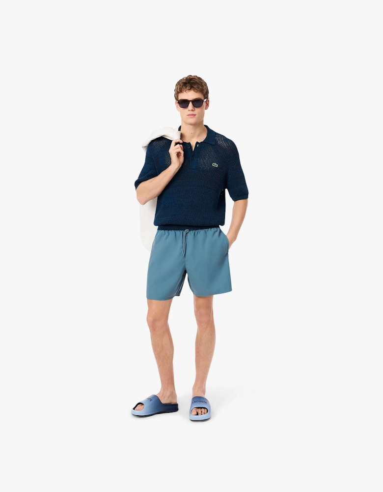 Mid-Length Monochrome Swim Trunks