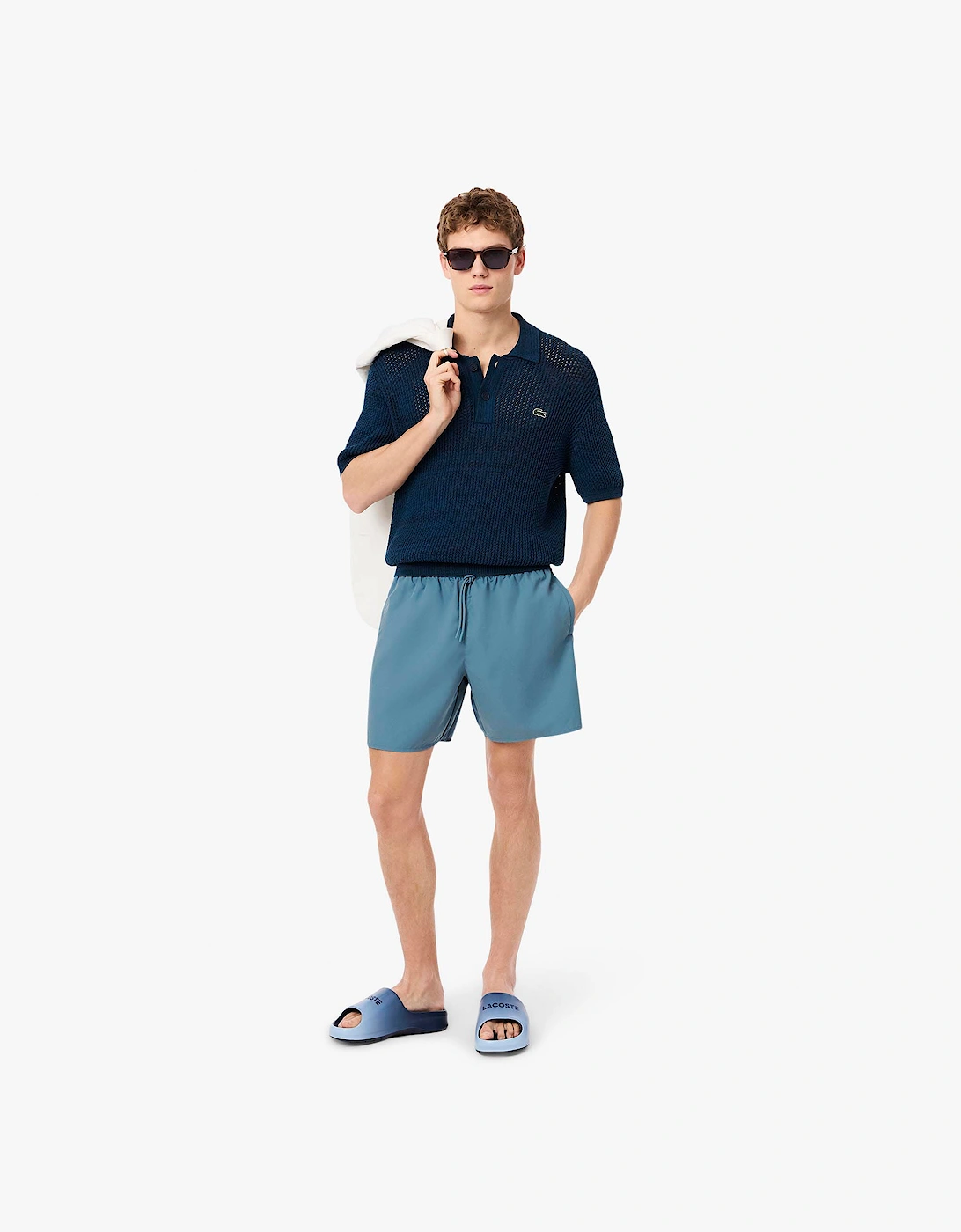 Mid-Length Monochrome Swim Trunks