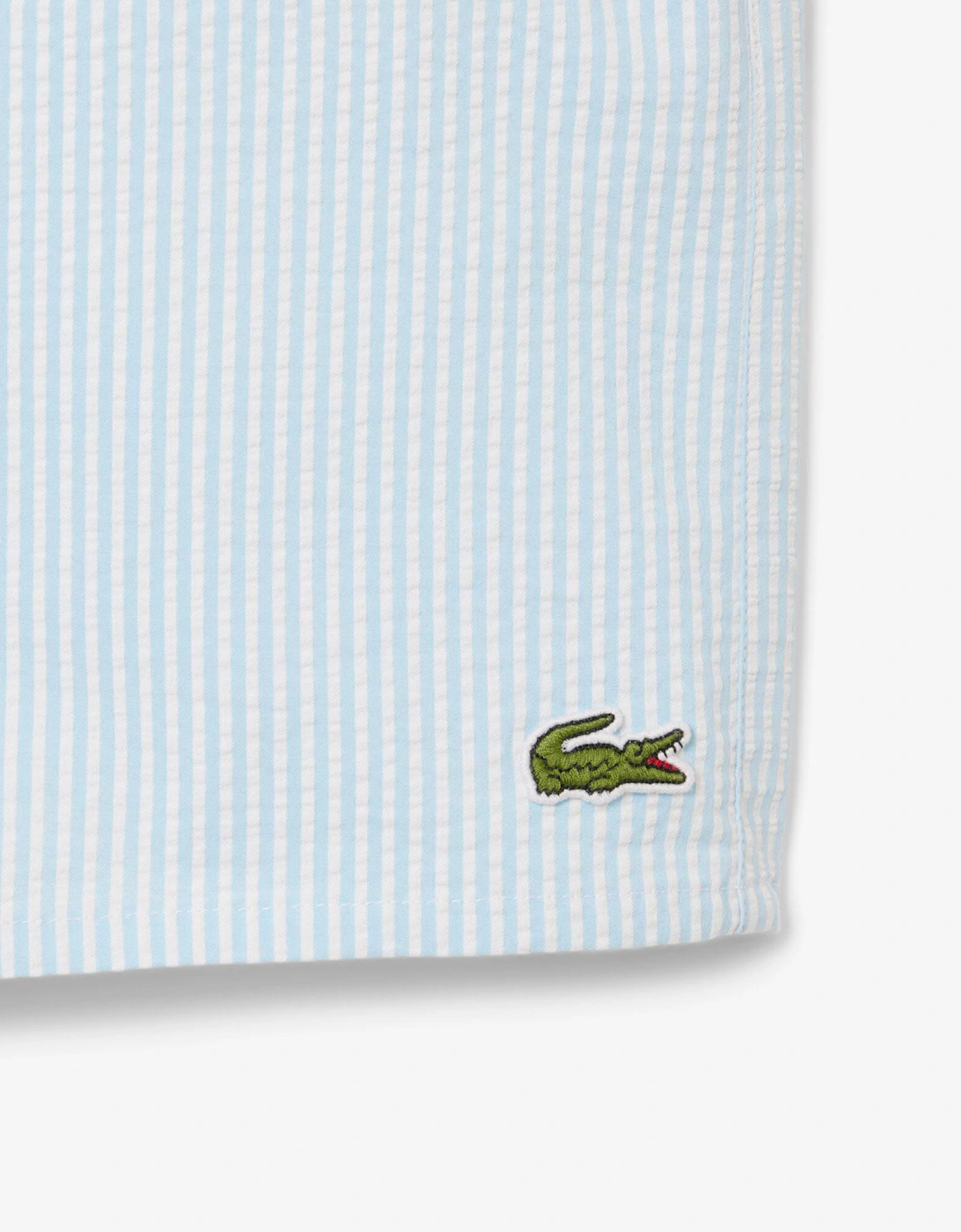 Mid-Length Striped Textured Swim Trunks