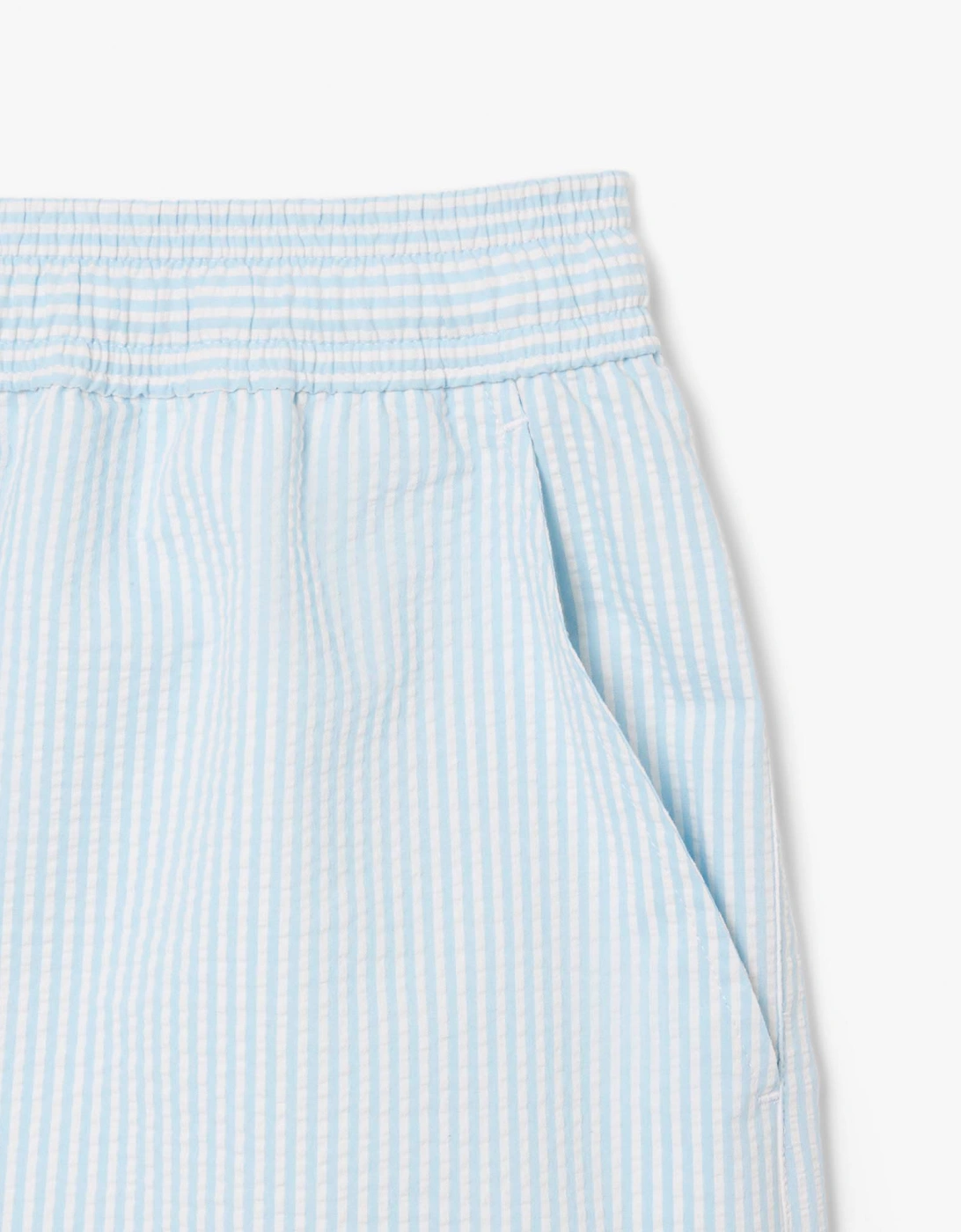 Mid-Length Striped Textured Swim Trunks