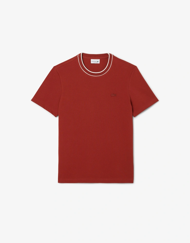 Stretch Pique Stripe Collared T-Shirt