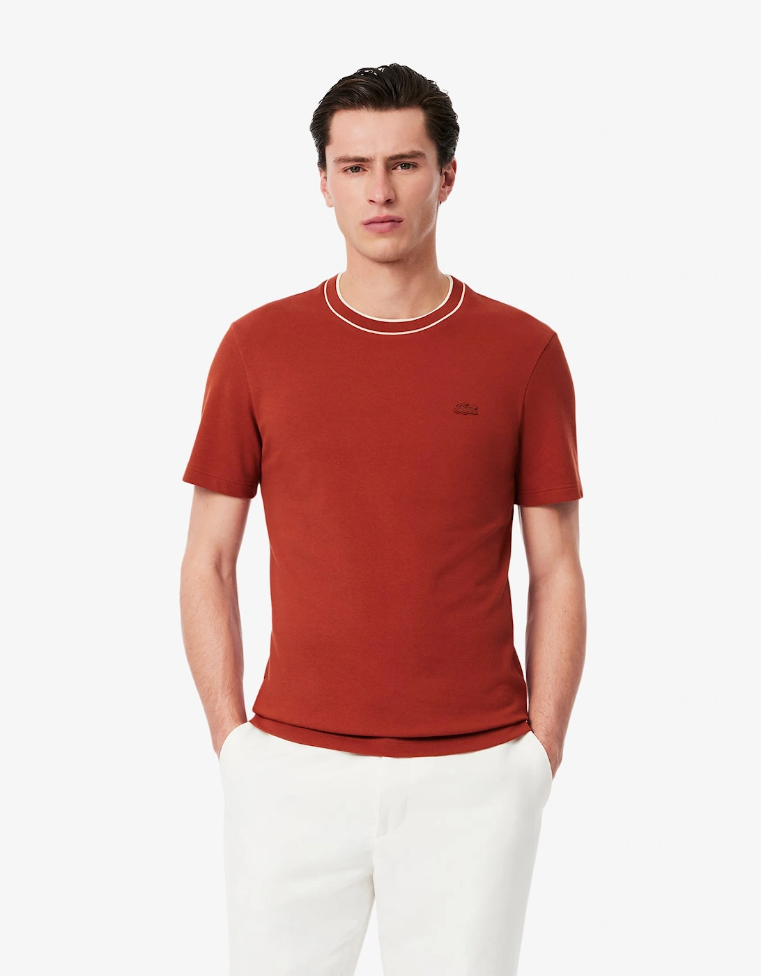 Stretch Pique Stripe Collared T-Shirt