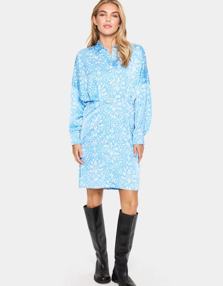 ImenaSZ Above Knee Printed Shirt Dress