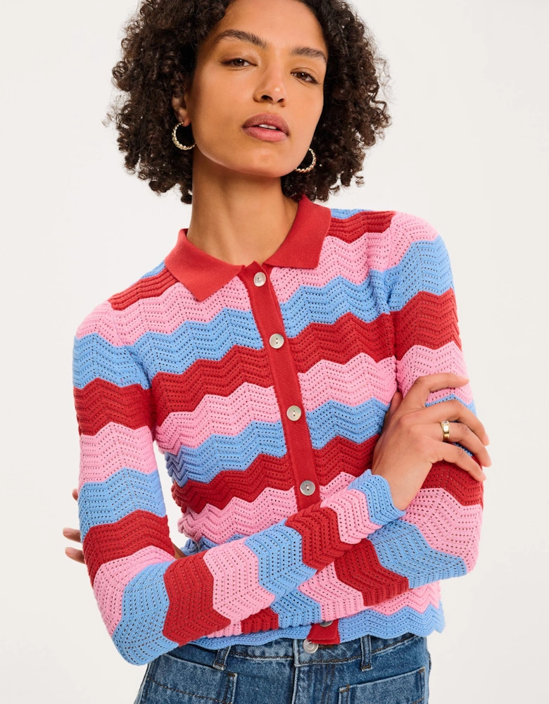 Lynsey Cardigan in Blue and Pink