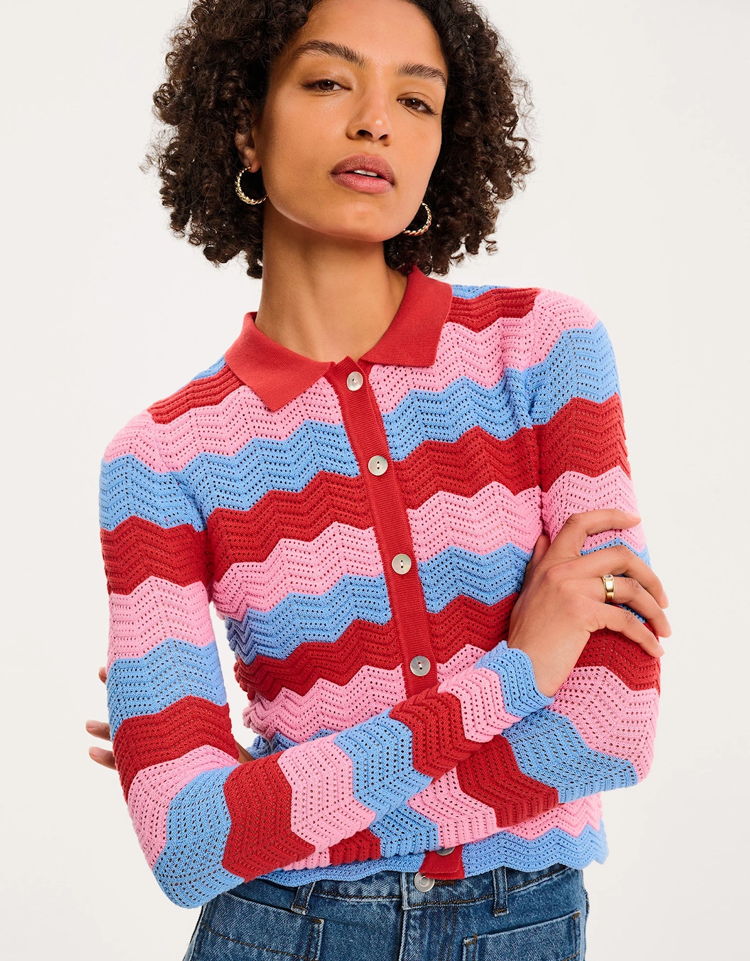 Lynsey Cardigan in Blue and Pink