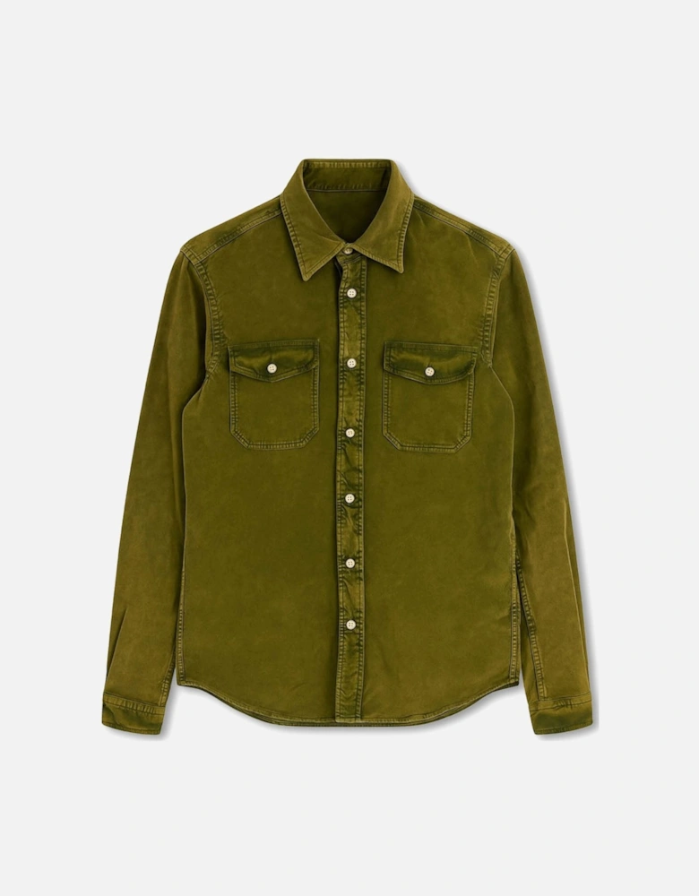 Men's Green Khaki Brushed Cotton Shirt
