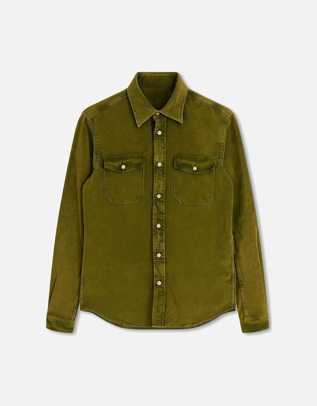 Men's Green Khaki Brushed Cotton Shirt, 5 of 4
