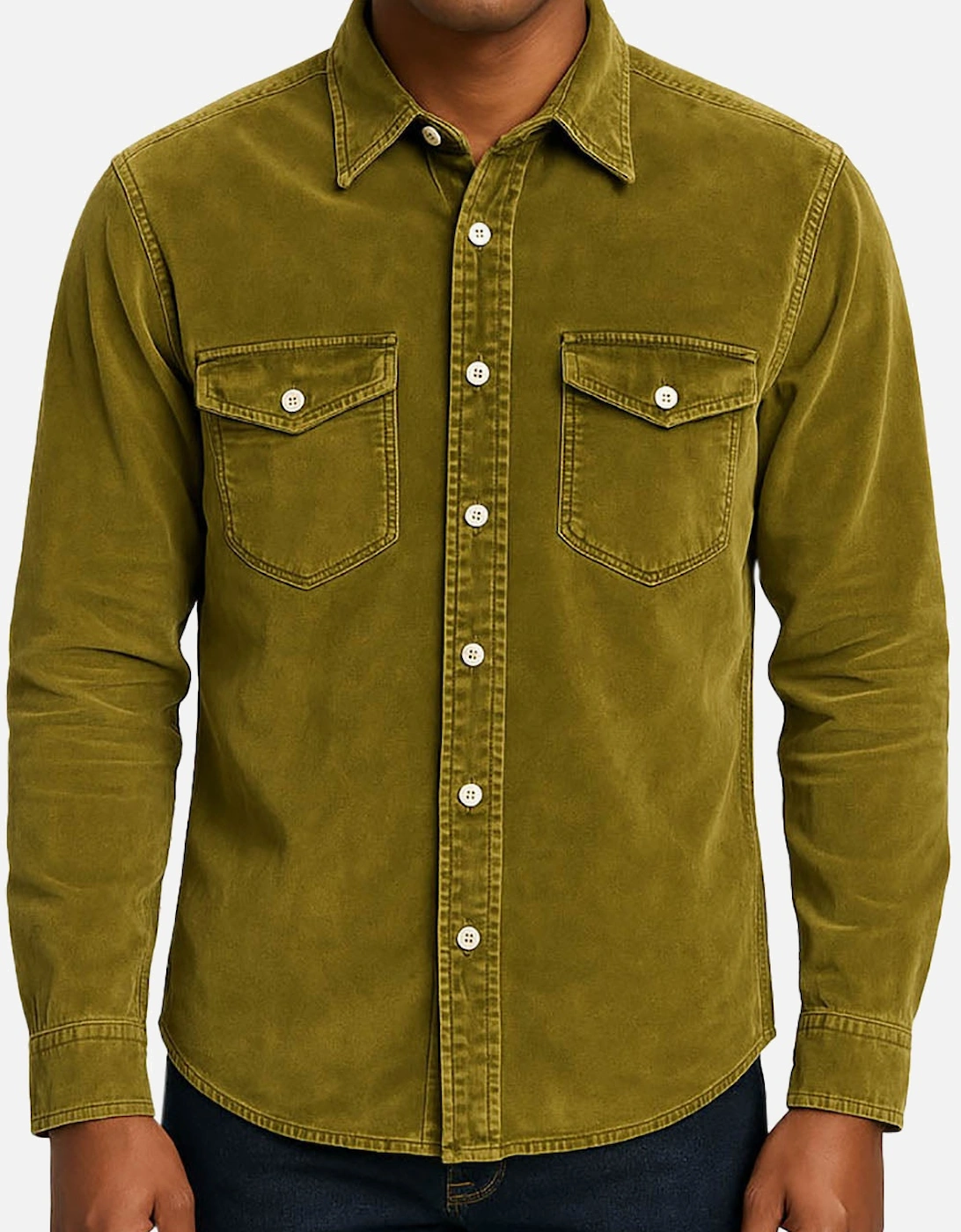 Men's Green Khaki Brushed Cotton Shirt