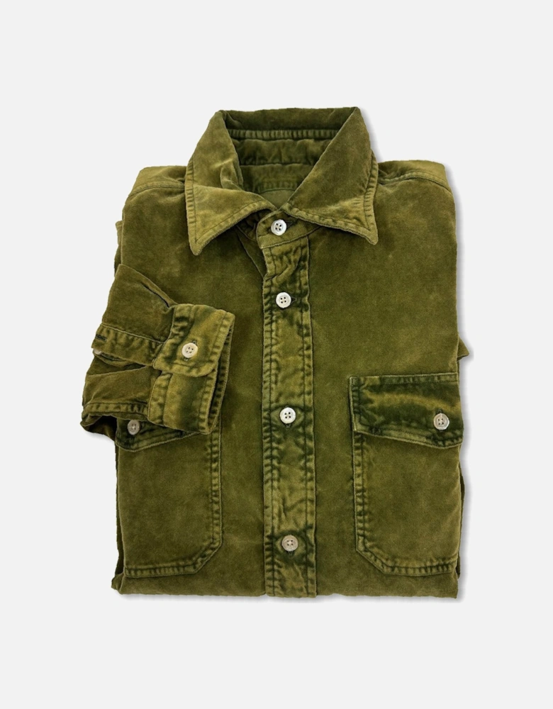 Men's Green Khaki Brushed Cotton Shirt