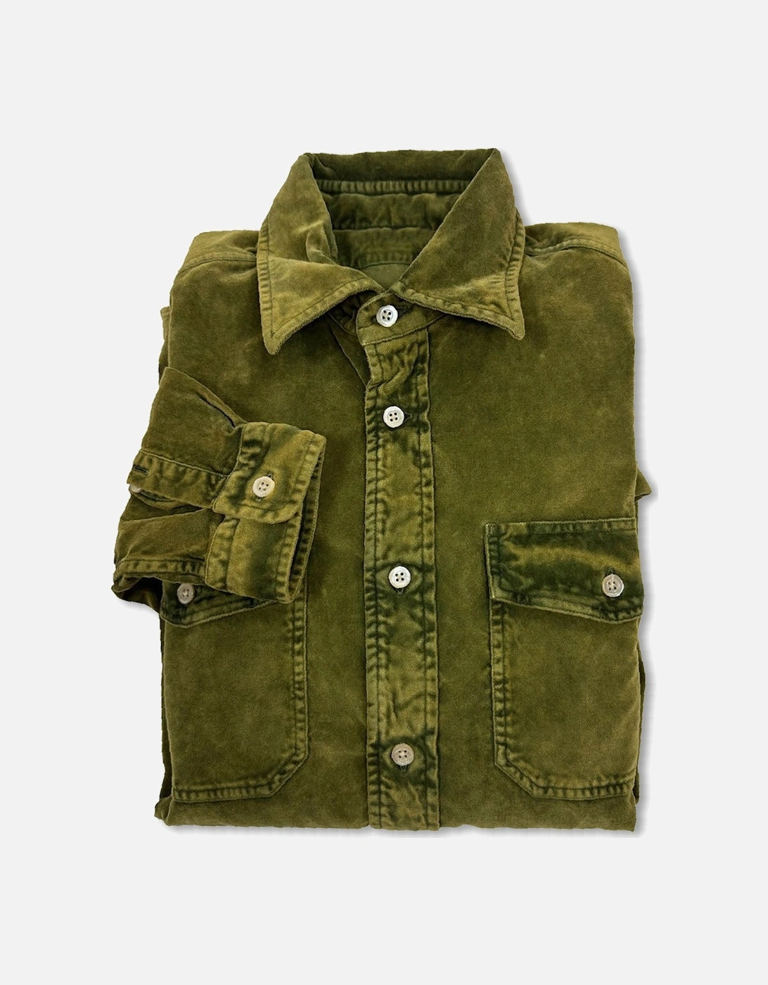 Men's Green Khaki Brushed Cotton Shirt
