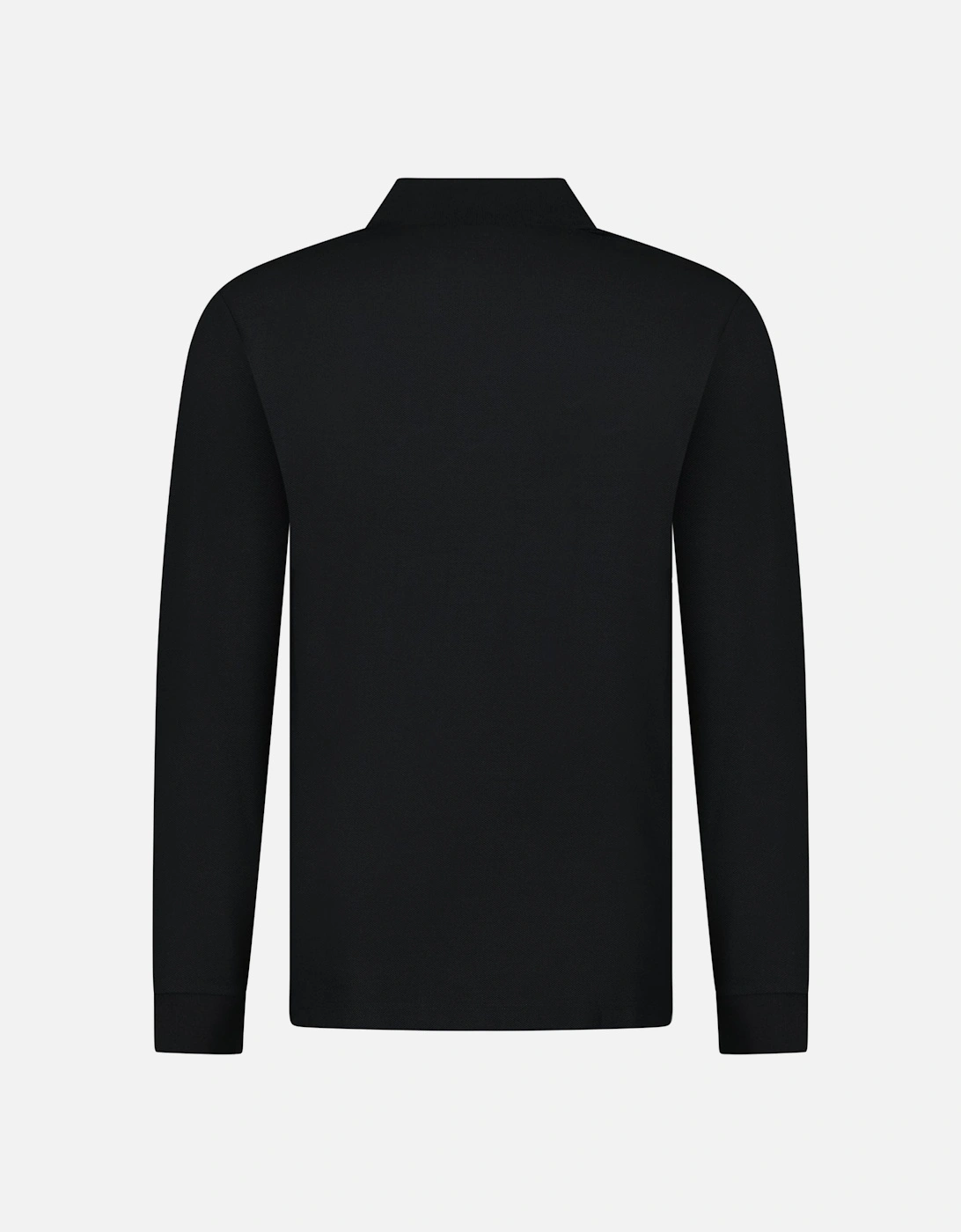 'Hartford' Long Sleeved Check Placket Polo-Shirt Black