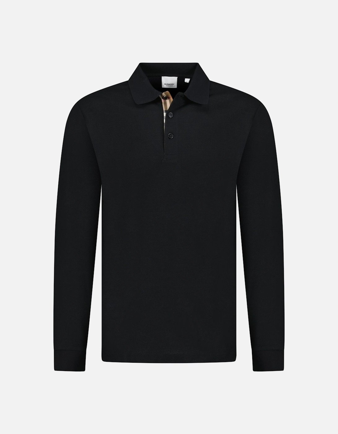 'Hartford' Long Sleeved Check Placket Polo-Shirt Black, 4 of 3