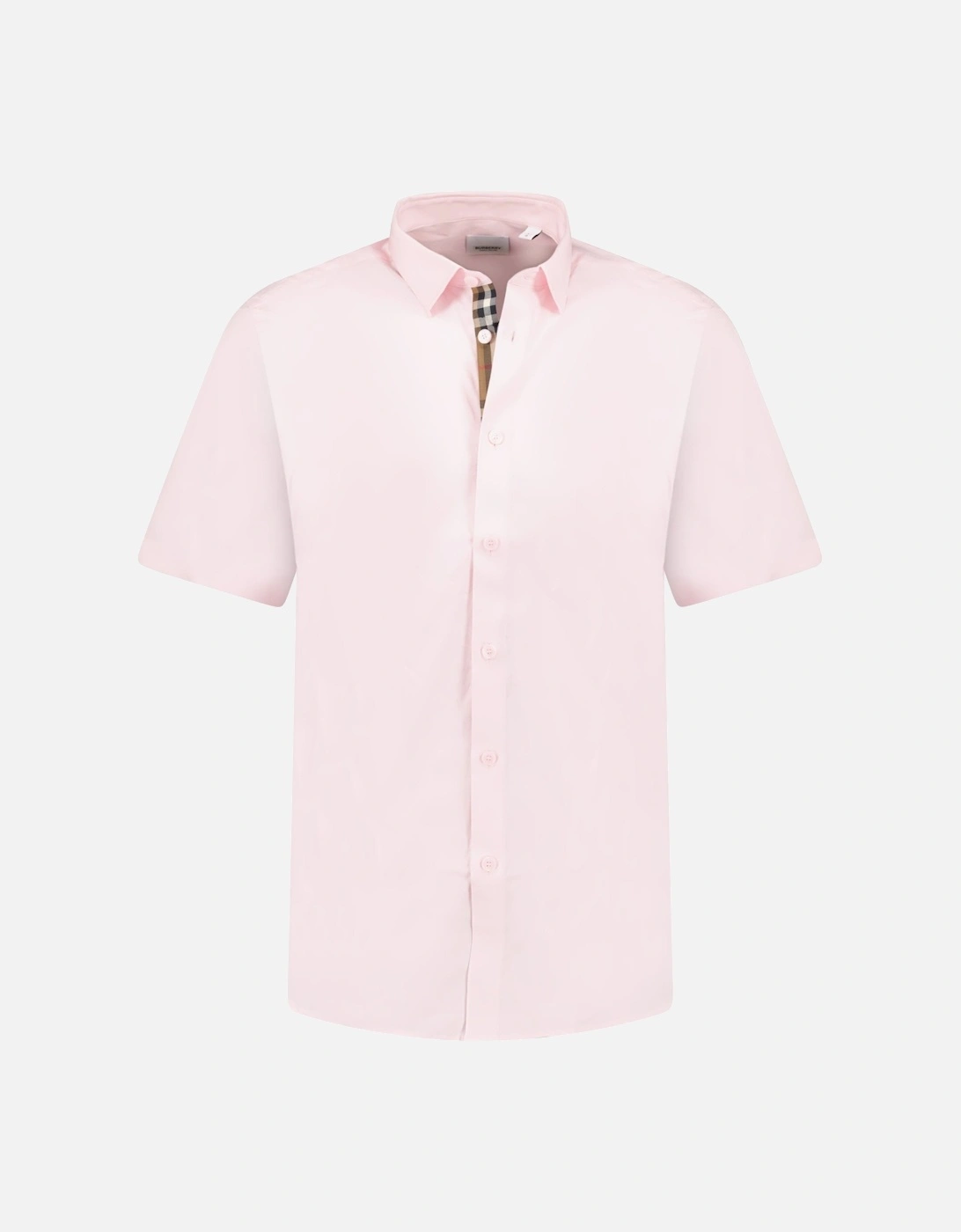 'Shefford' Check Placket Short Sleeve Shirt in Pale Pink, 5 of 4