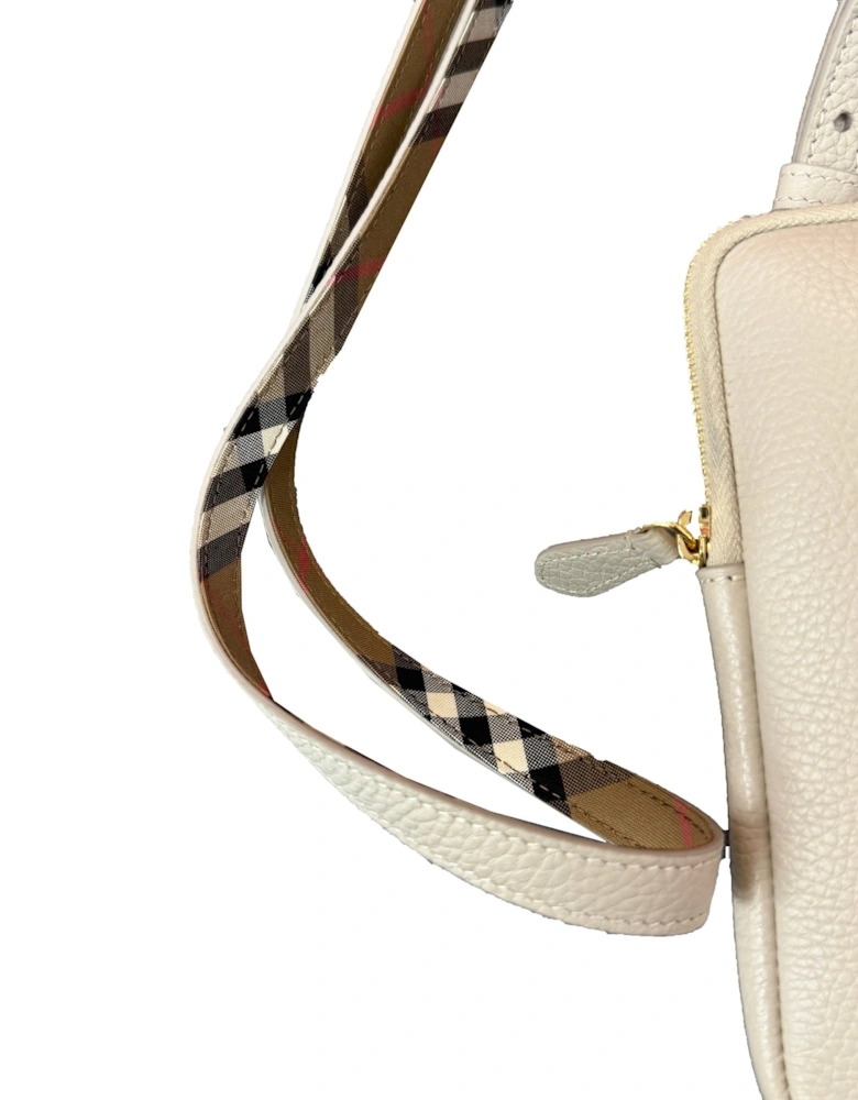 Phone Pouch Check Strap Grained Leather in Limestone