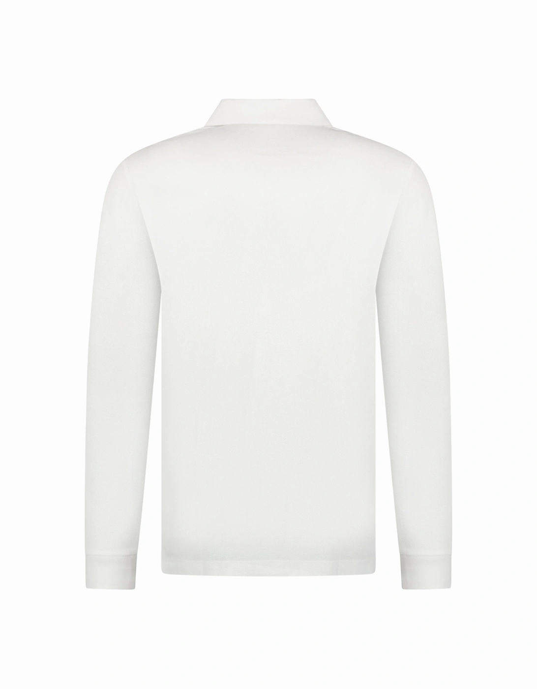 'Hartford' Long Sleeved Check Placket Polo-Shirt White