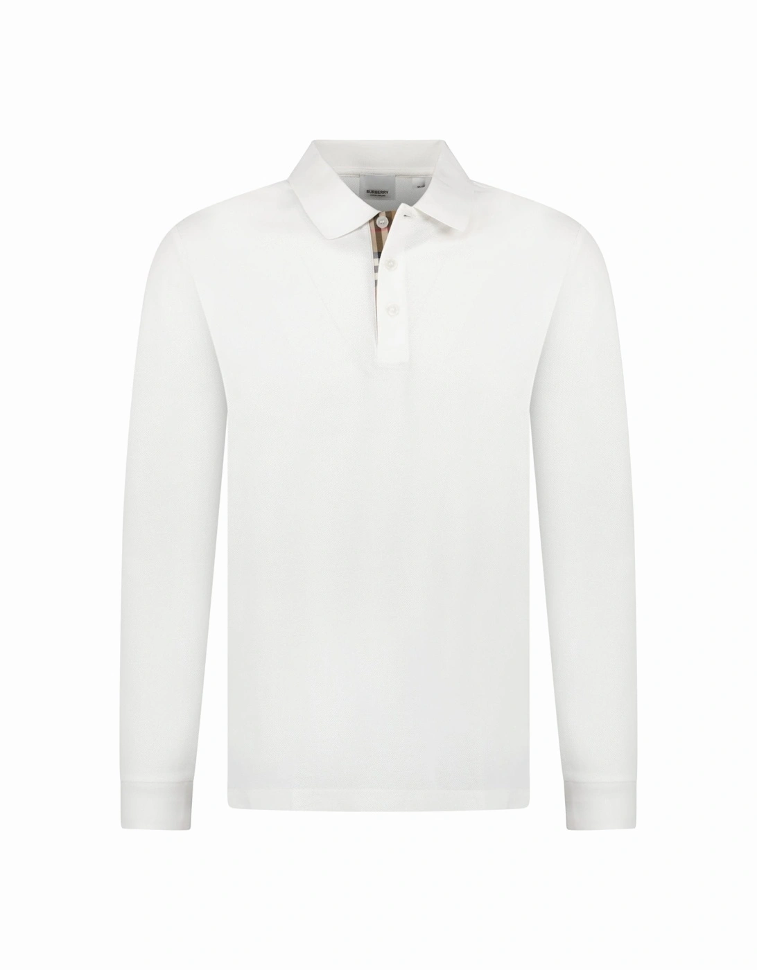'Hartford' Long Sleeved Check Placket Polo-Shirt White, 5 of 4