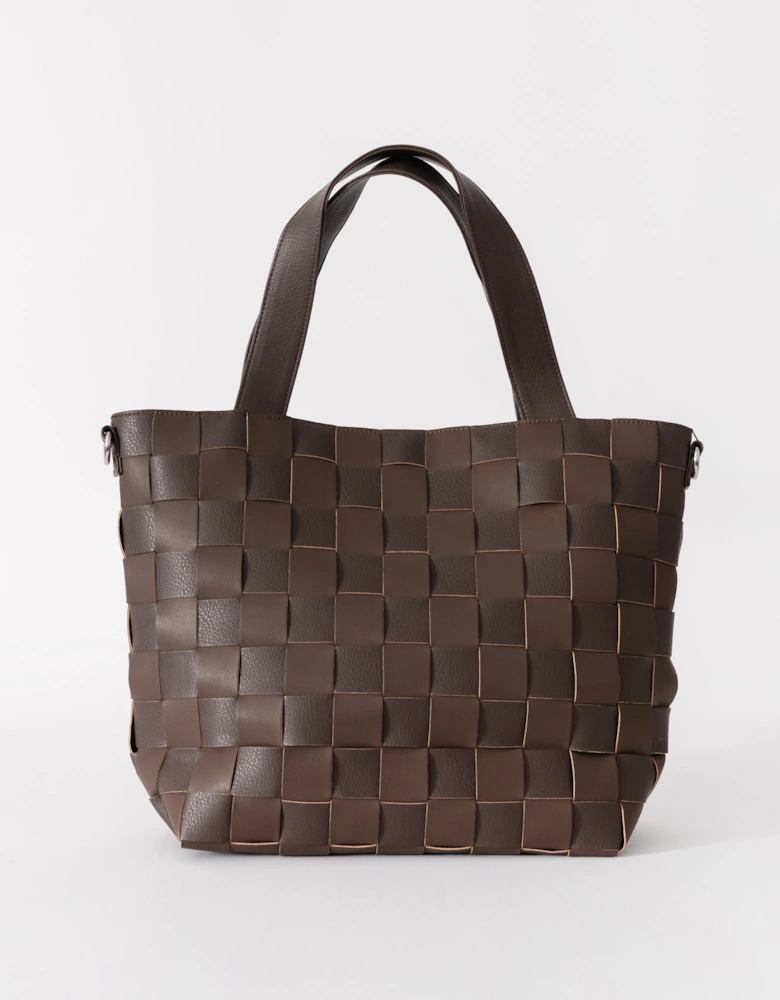 Chip Braided Cross-Body Shopper - Chocolate Brown 229
