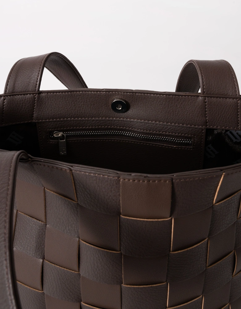 Chip Braided Cross-Body Shopper - Chocolate Brown 229