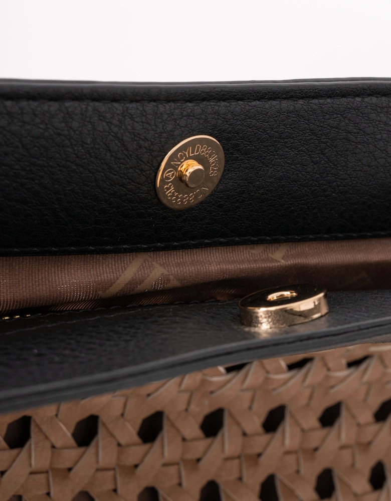 Braided Shopper With Black Detailing - Mocca Black 248001