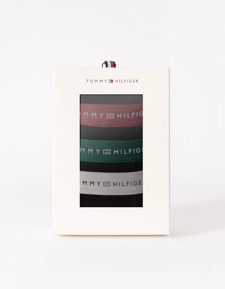 3 Pack Metallic Waistband Mens Trunks - B-Red/Green/Silver