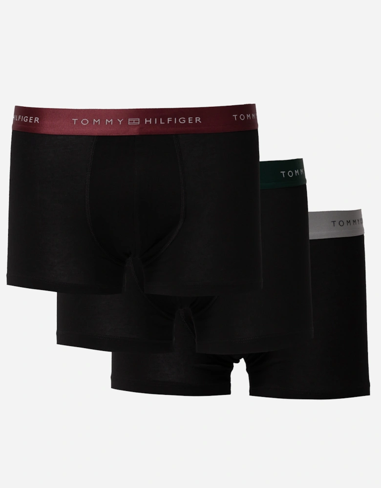 3 Pack Metallic Waistband Mens Trunks - B-Red/Green/Silver