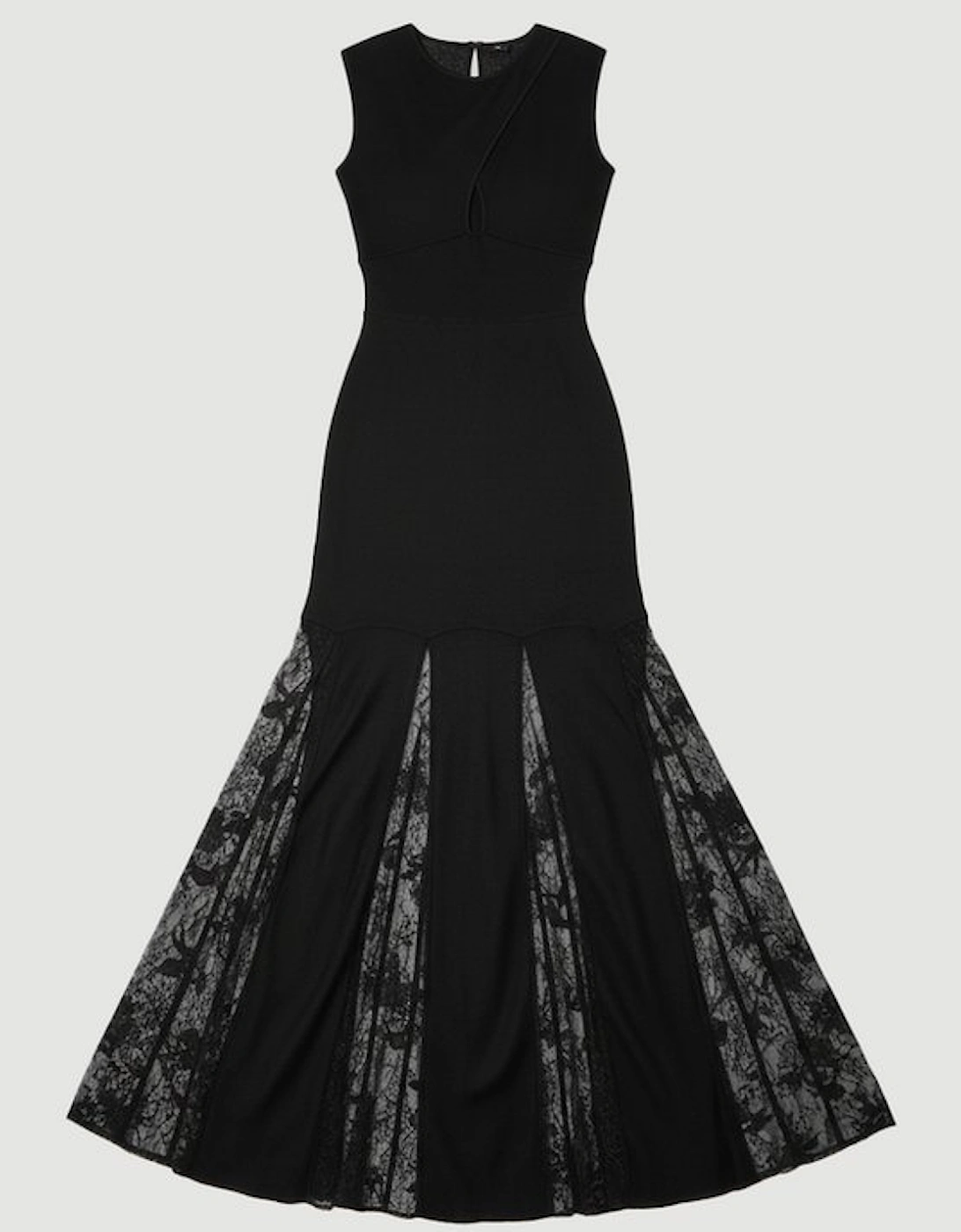 Petite Viscose Blend Slinky Sheer Lace Detail Knit Maxi Dress