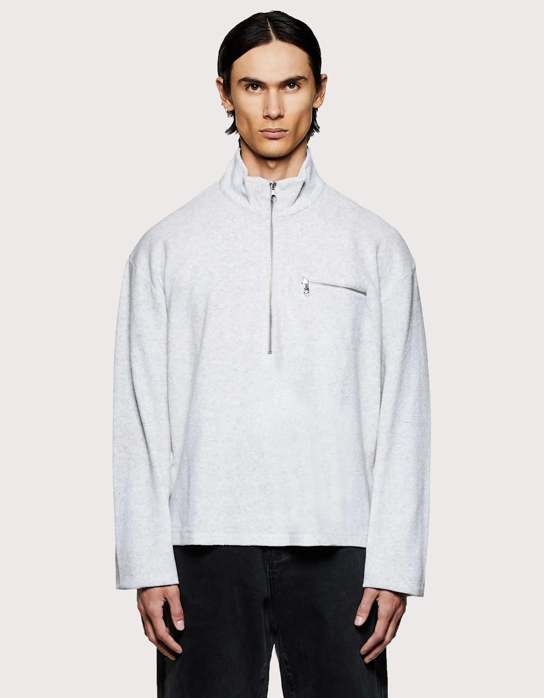 Towelling Quarter Zip Sweatshirt, 5 of 4