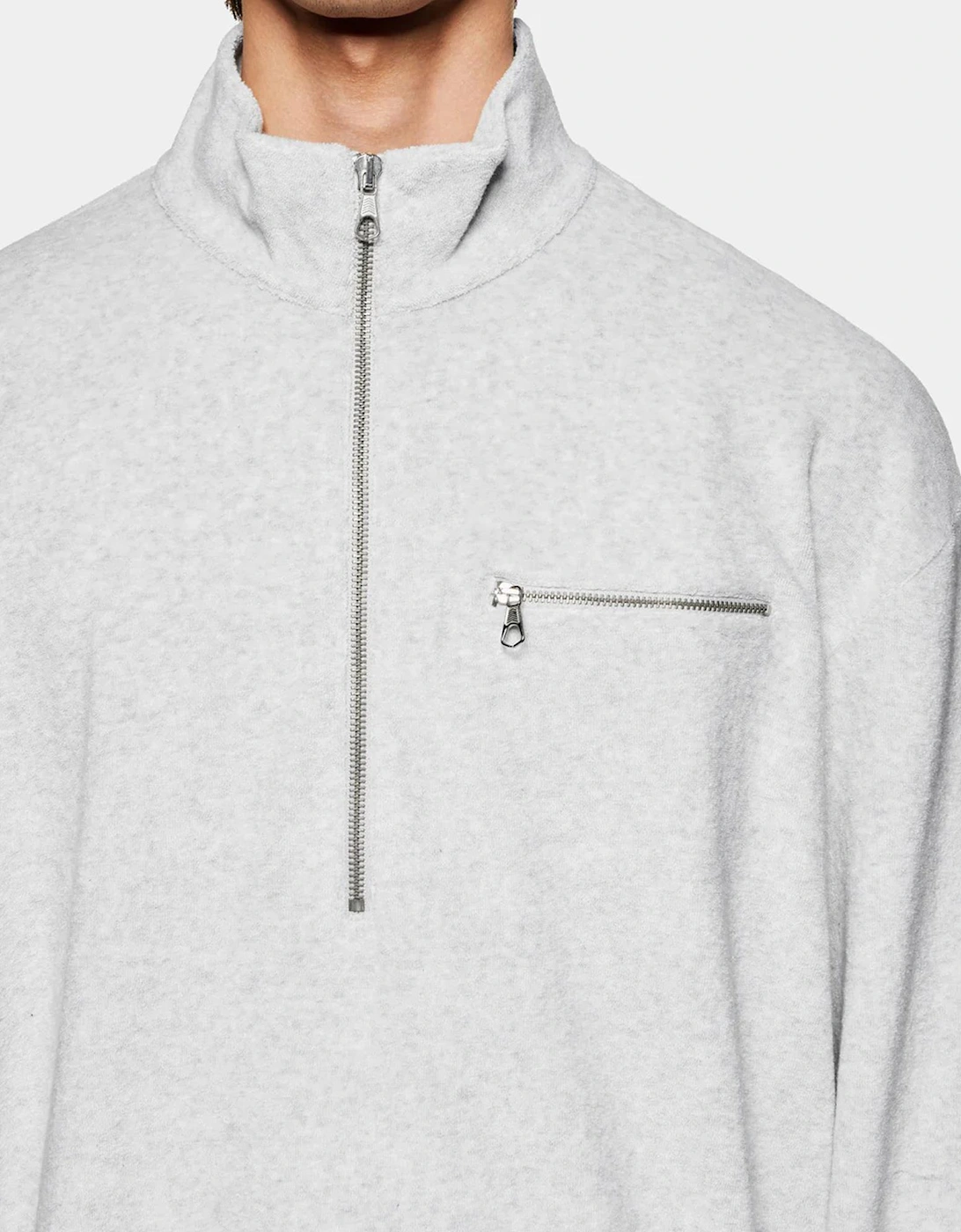 Towelling Quarter Zip Sweatshirt