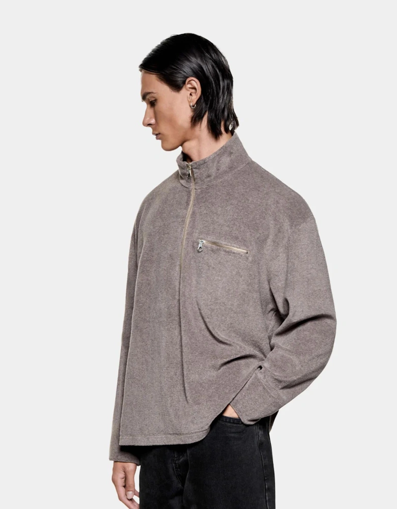 Towelling Quarter Zip Sweatshirt