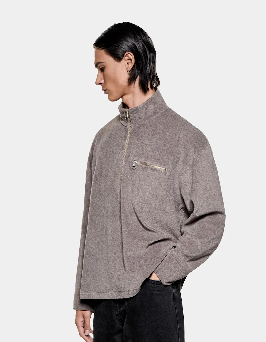 Towelling Quarter Zip Sweatshirt