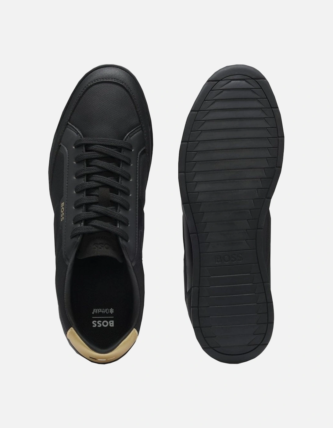 Men's Black Nitan lowp Trainers With Gold Contrast