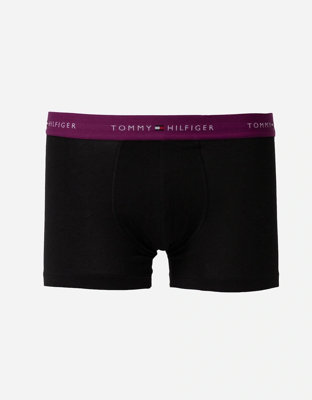 3 Pack Mens Colour Waistband Trunks - B-Wine/Blue/Purple