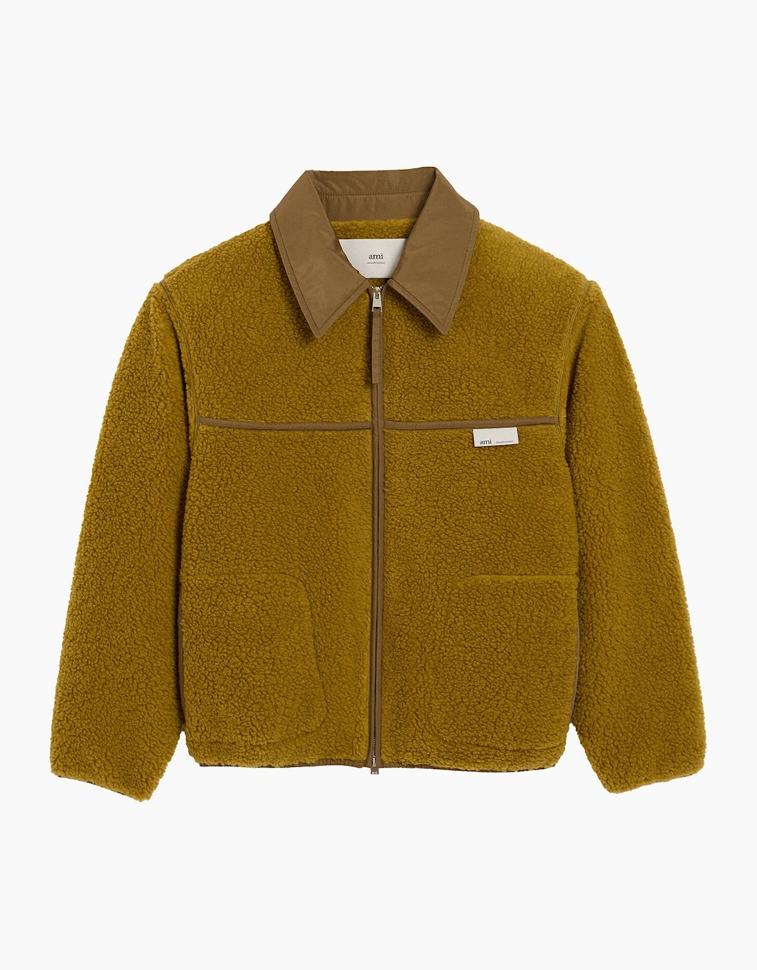 AMI Paris Men's Wool Blend Fleece Jacket Brown - Size: Regular/36