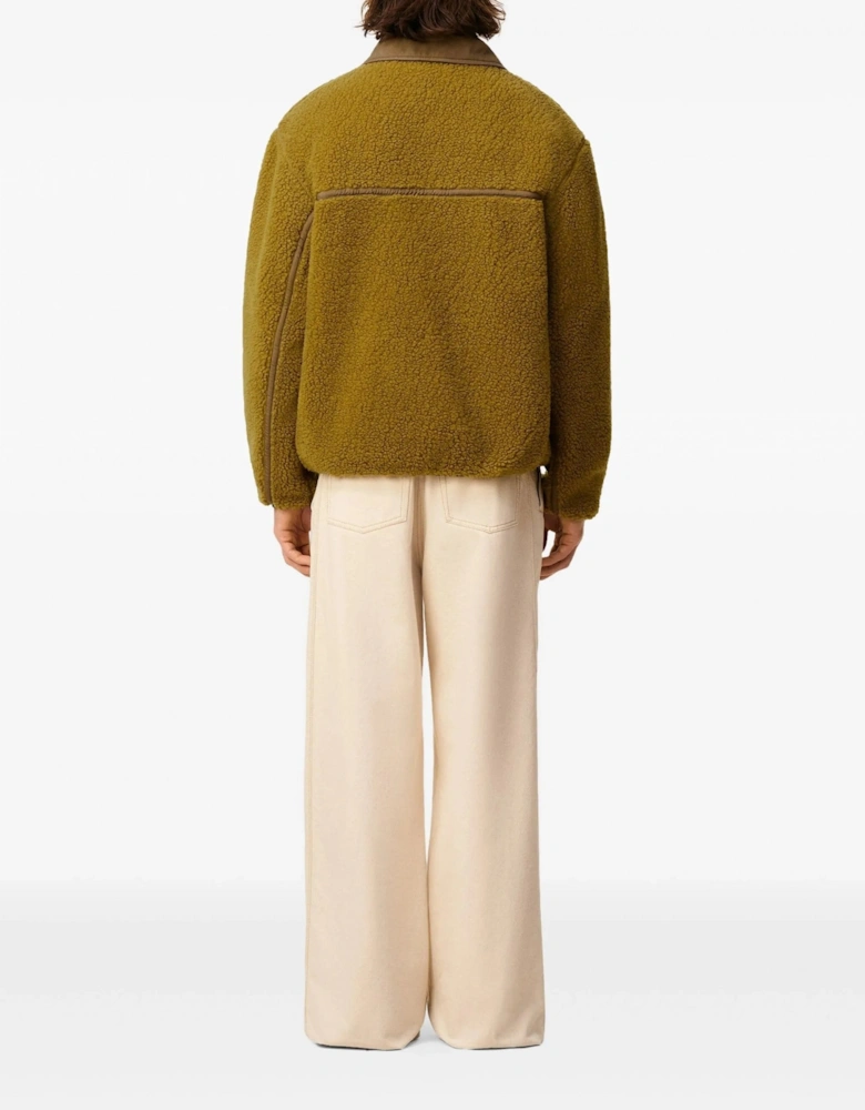 Wool Blend Fleece Jacket Brown