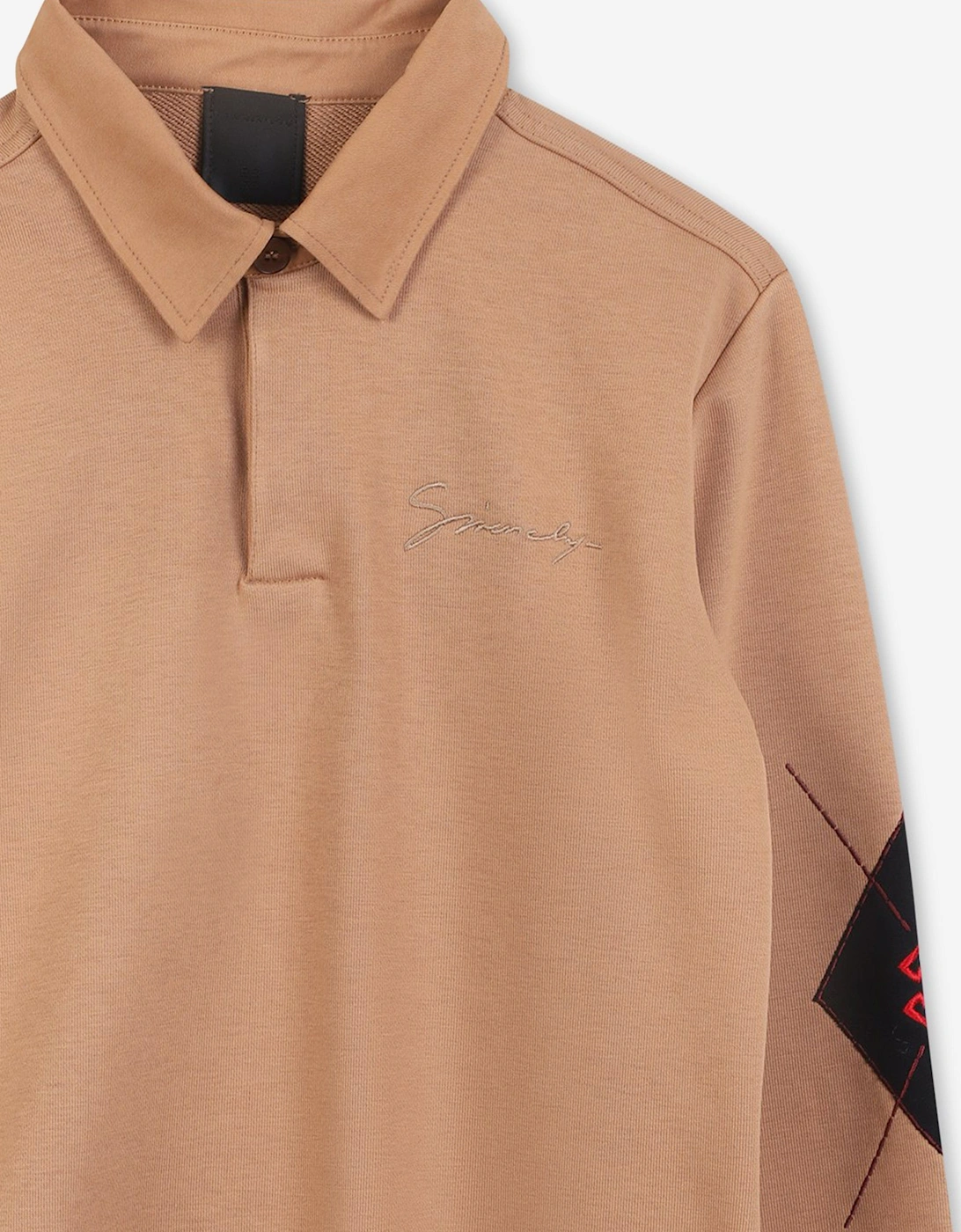 Boys Long Sleeve Polo Shirt in Beige