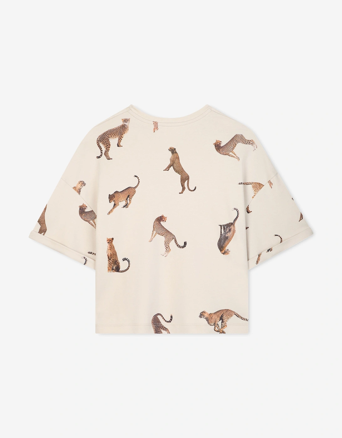 Girls Cheetah Print T-Shirt in Ivory