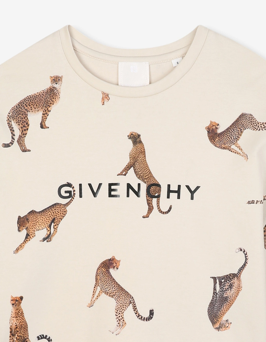 Girls Cheetah Print T-Shirt in Ivory