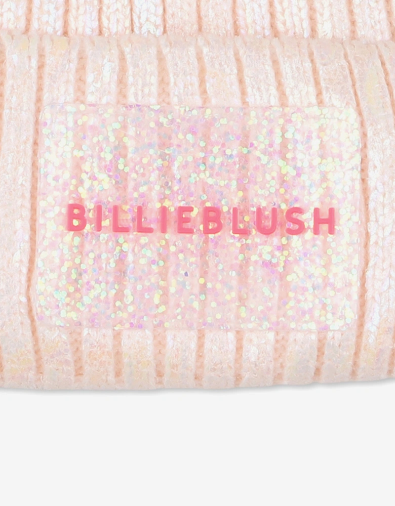 Billieblush Girls Knitted Pom Pom Beanie Hat in Pink