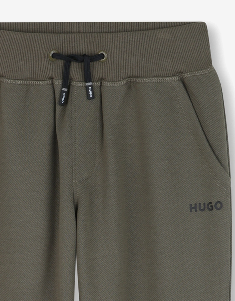 Hugo Boys Logo Print Joggers in Green