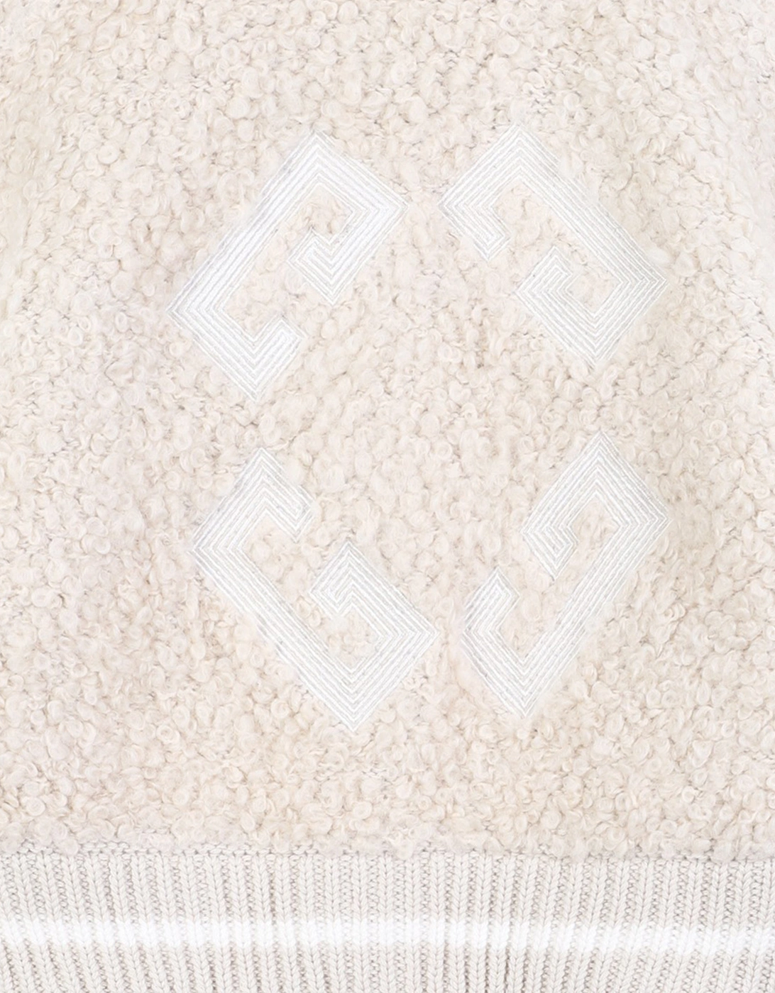 Girls Faux Shearling Bomber Cardigan in Ivory