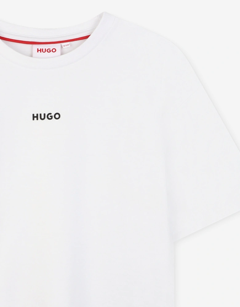 Hugo Boys Logo Print T-Shirt in White