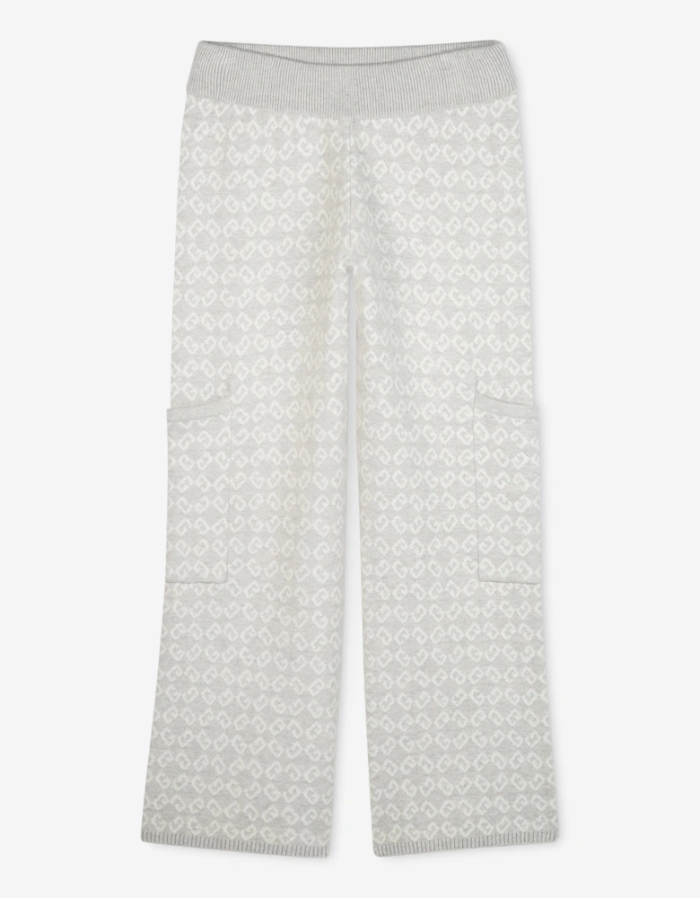 Girls 4G Logo Knitted Trousers in Grey