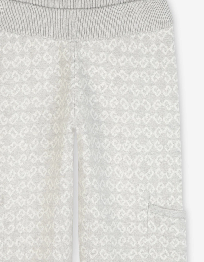 Girls 4G Logo Knitted Trousers in Grey