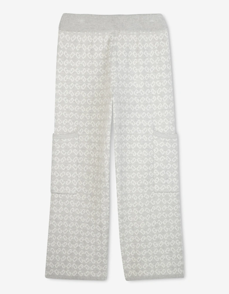 Girls 4G Logo Knitted Trousers in Grey