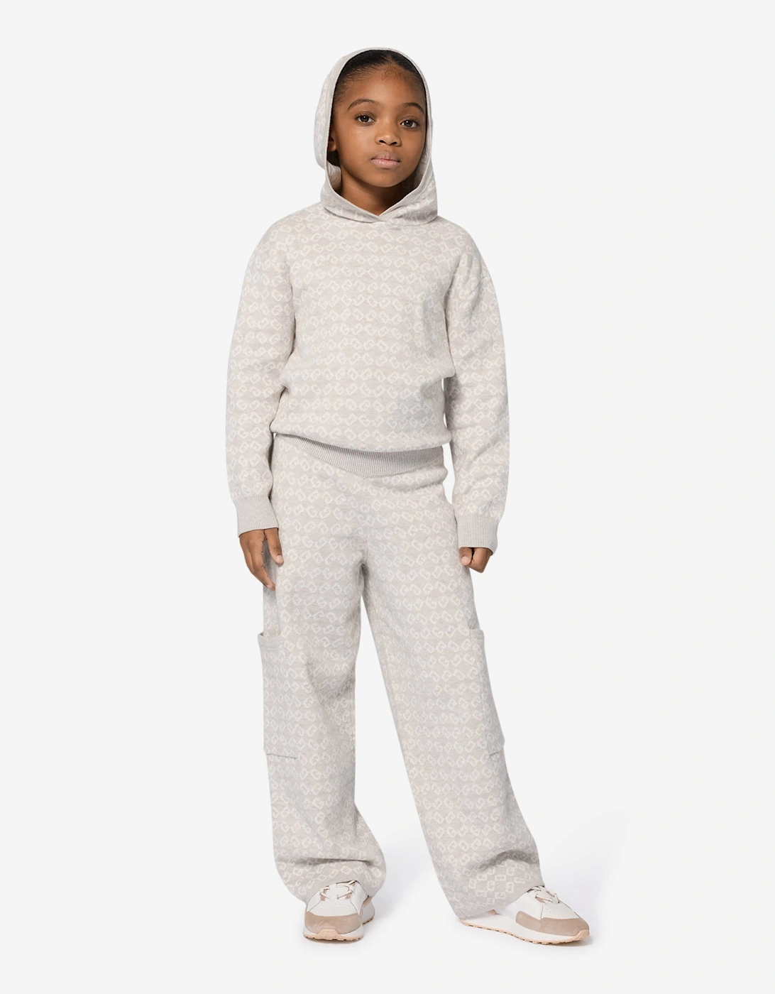 Girls 4G Logo Knitted Trousers in Grey