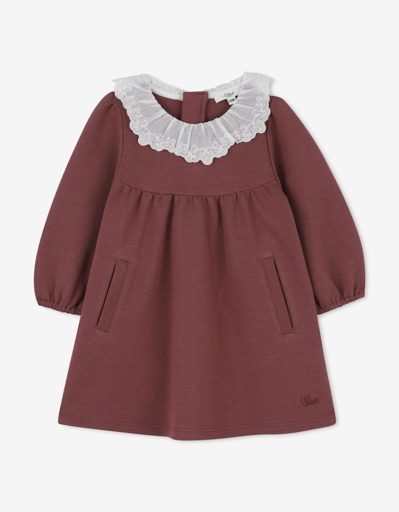 Baby Girls Embroidered Collar Milano Dress in Pink